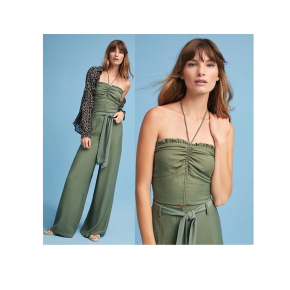 NWOT Anthro Maeve Olive Sunset View Halter Top - Picture 1 of 7